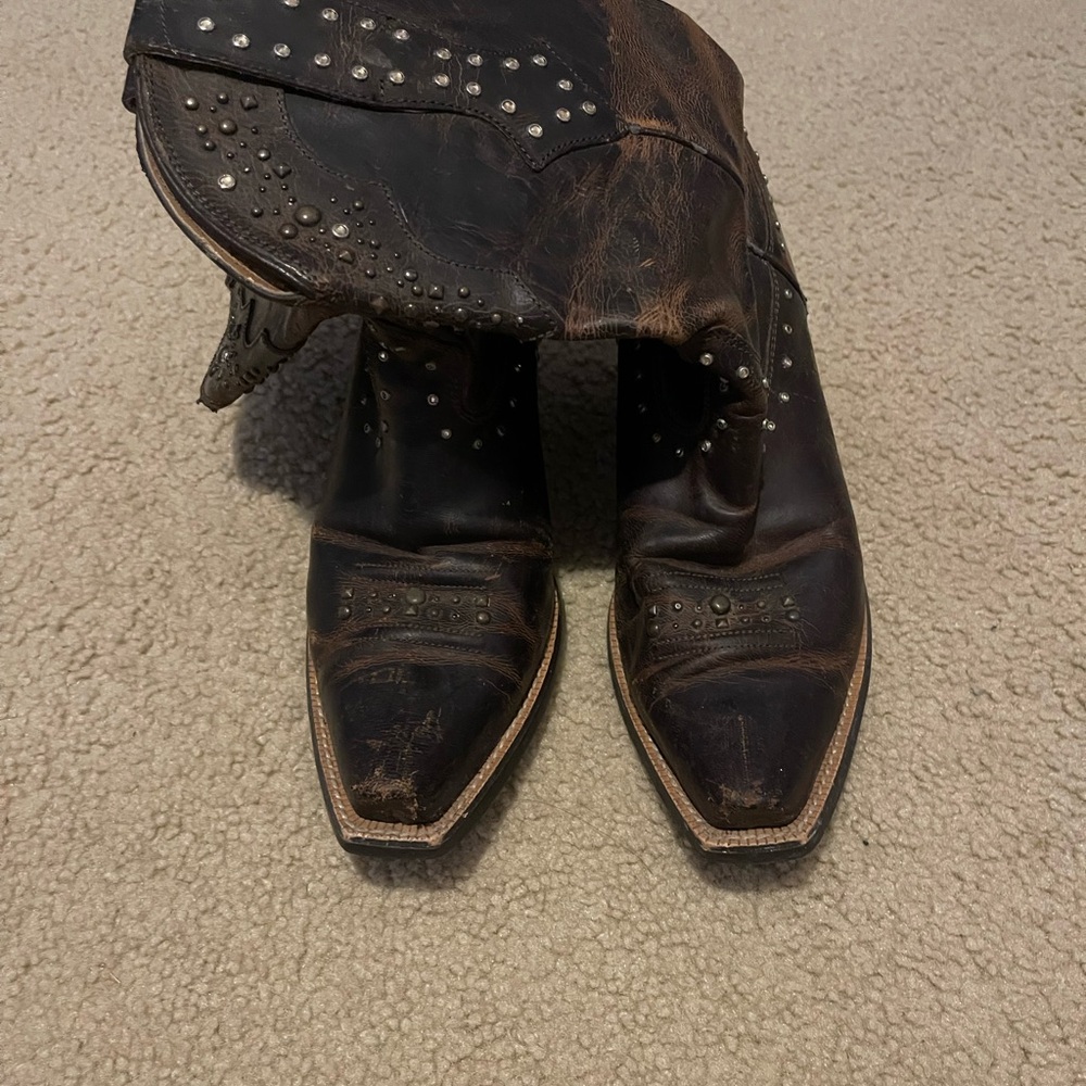 Ariat Women's Black and Brown Studded Cowboy Boots